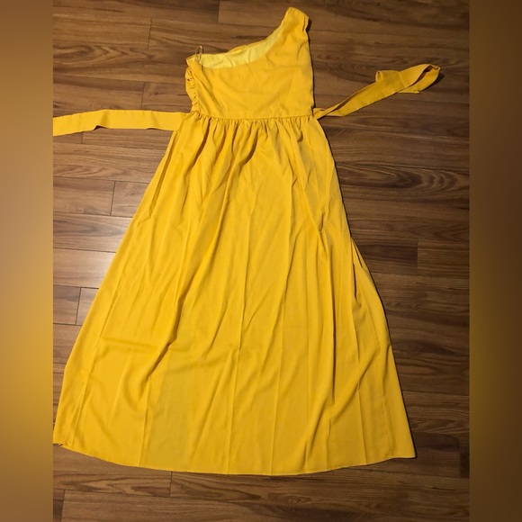 NWOT Yellow Twist Shoulder Belted Sexy Split Thigh Joyfunear Dress XL - Picture 8 of 14